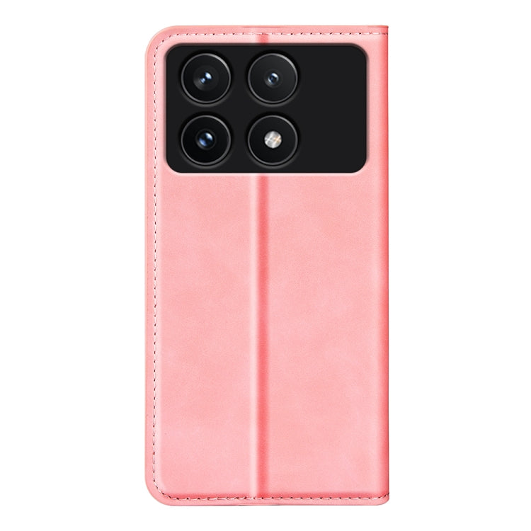 For Xiaomi Redmi K70 Retro-skin Magnetic Suction Leather Phone Case(Pink)