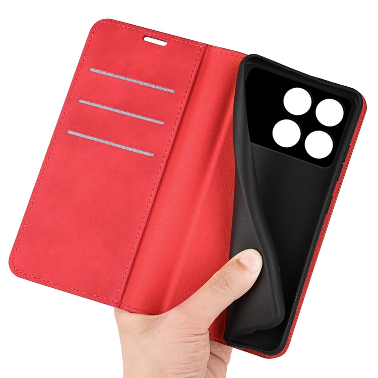 For Xiaomi Redmi K70 Retro-skin Magnetic Suction Leather Phone Case(Red)