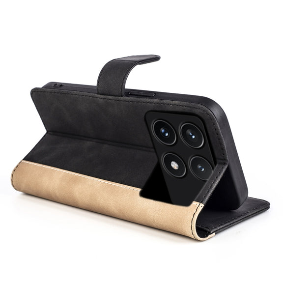 For Xiaomi Redmi K70 Stitching Horizontal Flip Leather Phone Case(Black)