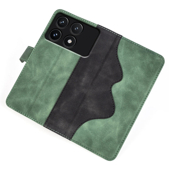 For Xiaomi Redmi K70 Stitching Horizontal Flip Leather Phone Case(Green)