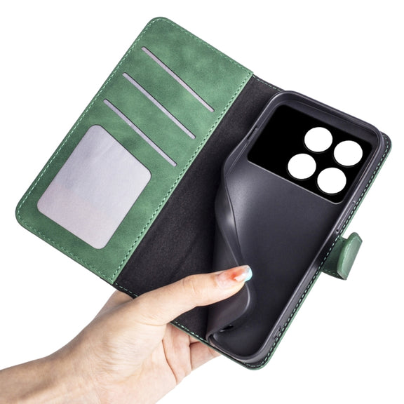 For Xiaomi Redmi K70 Stitching Horizontal Flip Leather Phone Case(Green)