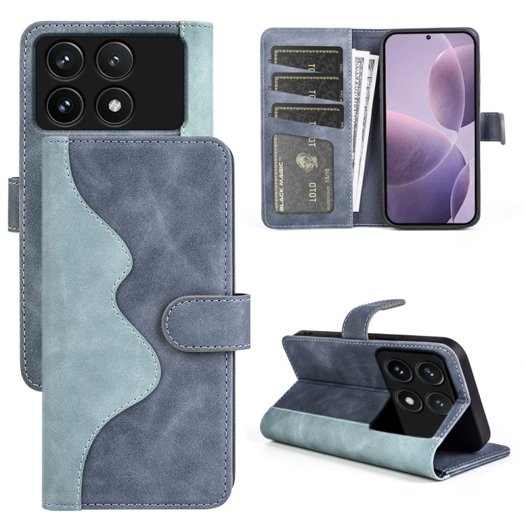 For Xiaomi Redmi K70 Stitching Horizontal Flip Leather Phone Case(Blue)