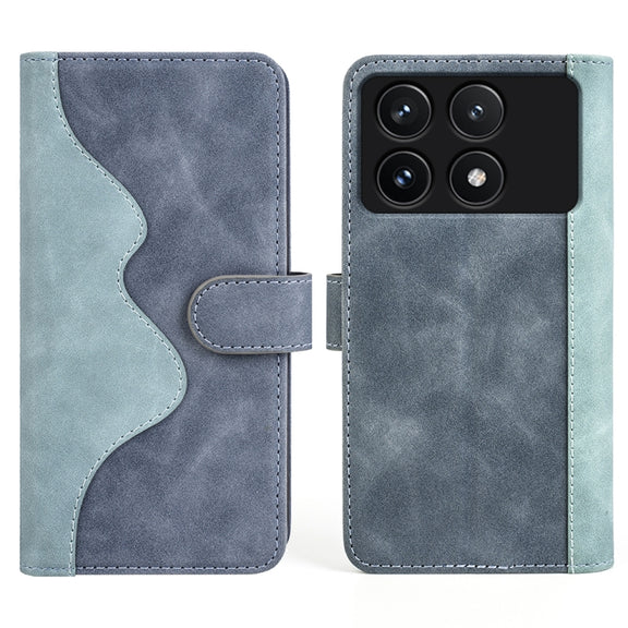For Xiaomi Redmi K70 Stitching Horizontal Flip Leather Phone Case(Blue)