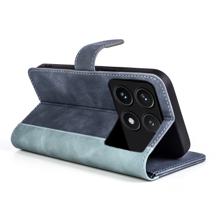 For Xiaomi Redmi K70 Stitching Horizontal Flip Leather Phone Case(Blue)