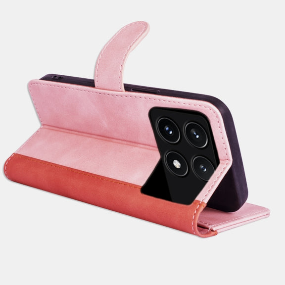 For Xiaomi Redmi K70 Stitching Horizontal Flip Leather Phone Case(Red)