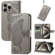 For iPhone 16 Pro Butterfly Love Flower Embossed Leather Phone Case(Gray) - iPhone 16 Pro Cases by PMC Jewellery | Online Shopping South Africa | PMC Jewellery | Buy Now Pay Later Mobicred