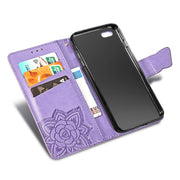 For iPhone 16e Butterfly Love Flower Embossed Leather Phone Case(Lavender)