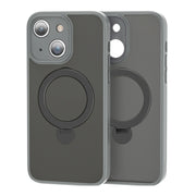 For iPhone 15 360 Magsafe Ring Holder TPU Hybrid PC Phone Case(Grey)
