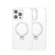 For iPhone 15 Pro 360 Magsafe Ring Holder TPU Hybrid PC Phone Case(White)