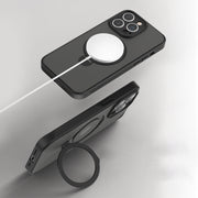 For iPhone 15 Pro Max 360 Magsafe Ring Holder TPU Hybrid PC Phone Case(White)