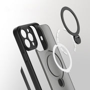 For iPhone 15 Pro 360 Magsafe Ring Holder TPU Hybrid PC Phone Case(White)