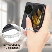 For OPPO Find N3 Flip Litchi PU Diamond-encrusted Ring Phone Case(Black)