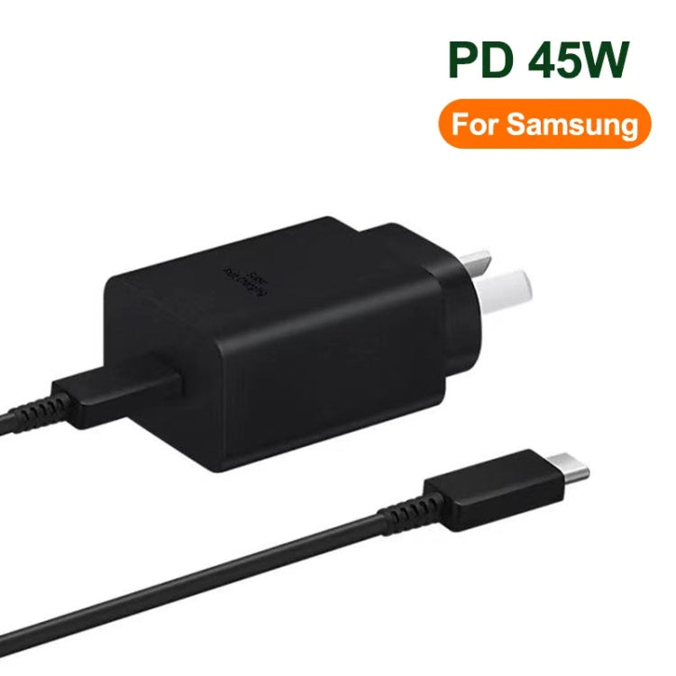 M135 PPS / PD 45W USB-C / Type-C Port Fast Charger with 5A Type-C to Type-C Cable, AU Plug(Black)