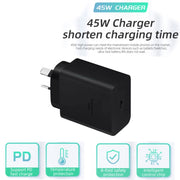 M135 PPS / PD 45W USB-C / Type-C Port Fast Charger with 5A Type-C to Type-C Cable, AU Plug(Black)