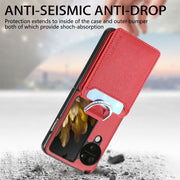 For OPPO Find N3 Flip Litchi PU Ring Holder Wallet Phone Case(Red)