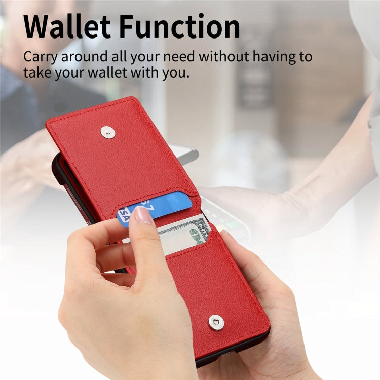 For OPPO Find N3 Flip Litchi PU Ring Holder Wallet Phone Case(Red)