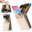 For OPPO Find N3 Flip Litchi PU Ring Holder Wallet Phone Case(Khaki) - Find N3 Flip Cases by PMC TechLife | Online Shopping South Africa | PMC TechLife