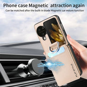 For OPPO Find N3 Flip Litchi PU Ring Holder Wallet Phone Case(Khaki)