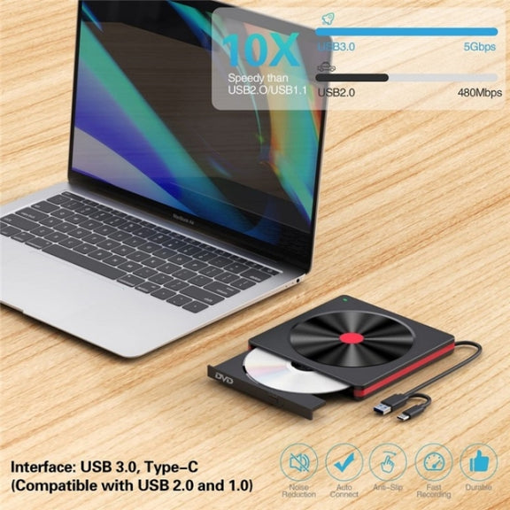 048 Type-C Optical Drive Portable DVD-RW External USB Optical Drive Laptop DVD Burner