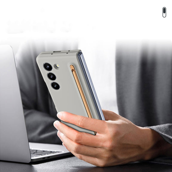 For Samsung Galaxy Z Fold5 5G Skinfeel Shockproof Phone Case with Pen(Light Gray)