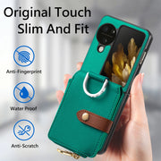 For OPPO Find N3 Flip Vertical Flip Zipper Wallet Ring Leather Phone Case(Green)