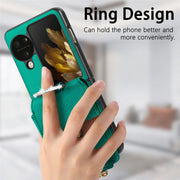 For OPPO Find N3 Flip Vertical Flip Zipper Wallet Ring Leather Phone Case(Green)