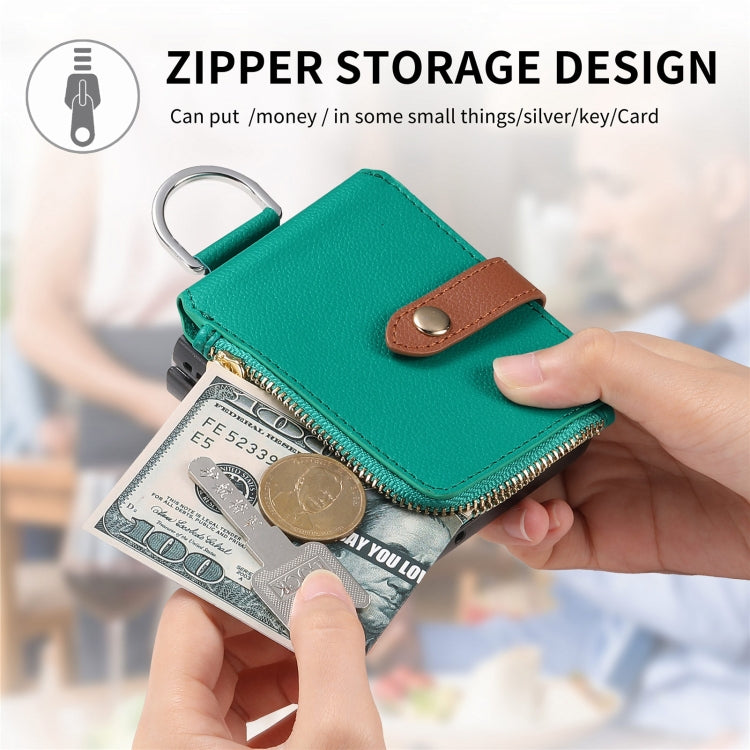 For OPPO Find N3 Flip Vertical Flip Zipper Wallet Ring Leather Phone Case(Green)