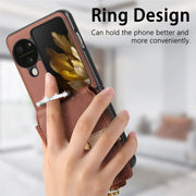 For OPPO Find N3 Flip Vertical Flip Zipper Wallet Ring Leather Phone Case(Brown)