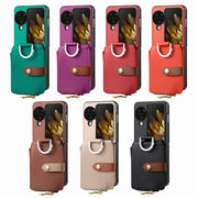 For OPPO Find N3 Flip Vertical Flip Zipper Wallet Ring Leather Phone Case(Brown)