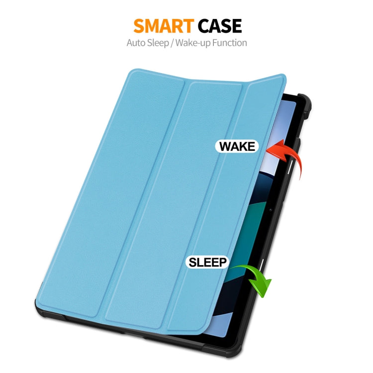 For Redmi Pad SE 11.0 ENKAY Tri-fold Custer Texture Leather Smart Tablet Case(Dark Blue)