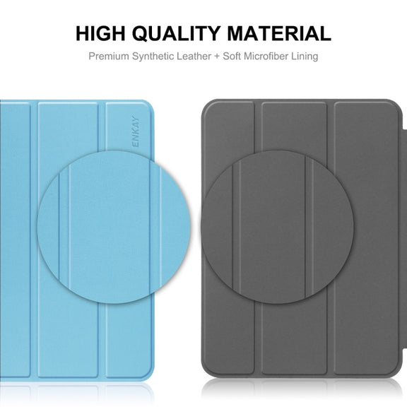 For Redmi Pad SE 11.0 ENKAY Tri-fold Custer Texture Leather Smart Tablet Case(Dark Blue)