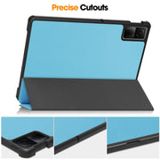 For Redmi Pad SE 11.0 ENKAY Tri-fold Custer Texture Leather Smart Tablet Case(Dark Blue)