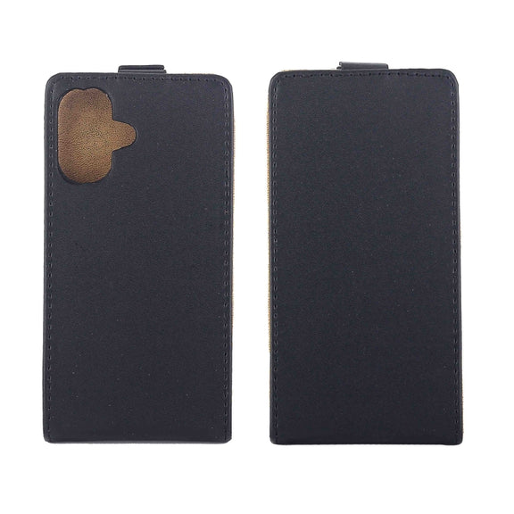 For iPhone 16 Vertical Flip Leather Phone Case with Card Slot(Black)