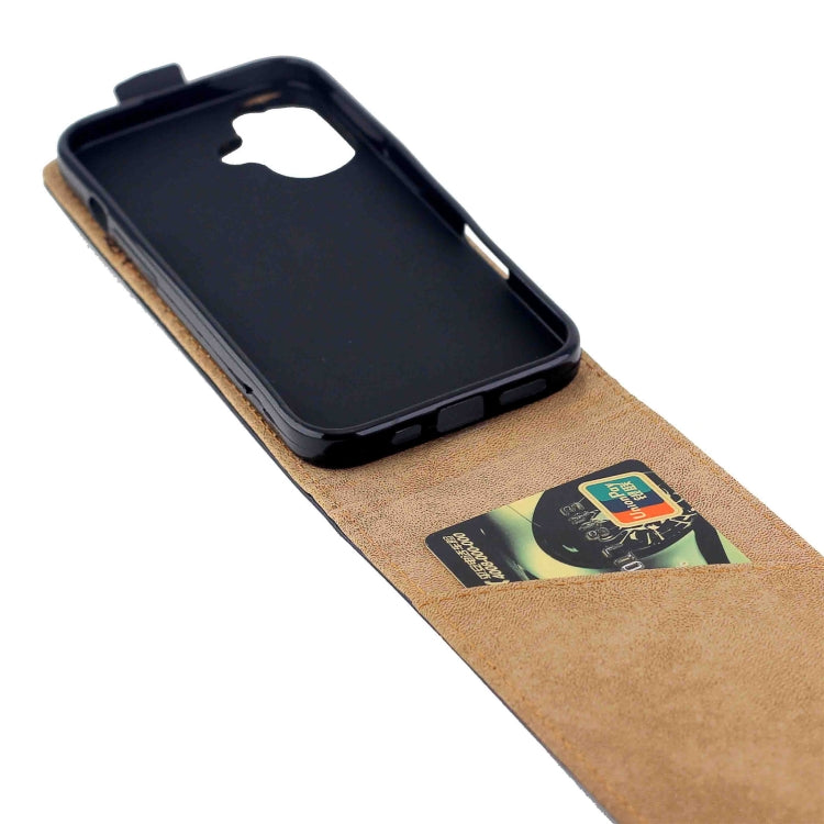 For iPhone 16 Vertical Flip Leather Phone Case with Card Slot(Black)