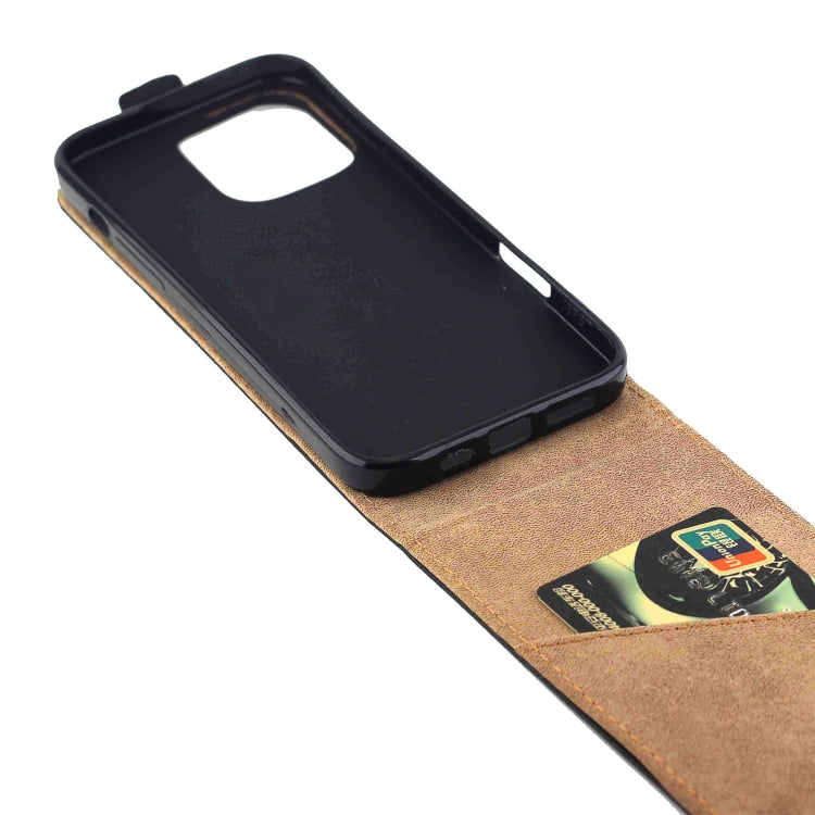 For iPhone 16 Pro Vertical Flip Leather Phone Case with Card Slot(Black)