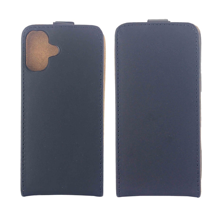 For iPhone 16 Plus Vertical Flip Leather Phone Case with Card Slot(Black)