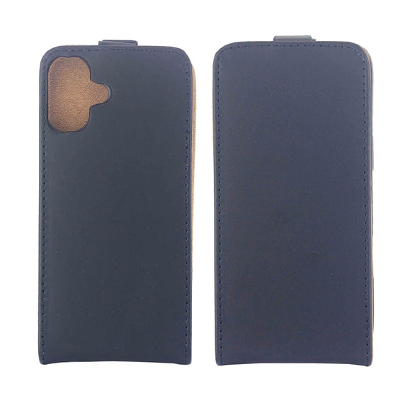 For iPhone 16 Plus Vertical Flip Leather Phone Case with Card Slot(Black)