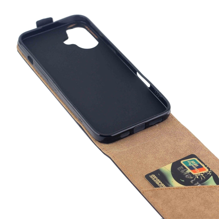 For iPhone 16 Plus Vertical Flip Leather Phone Case with Card Slot(Black)