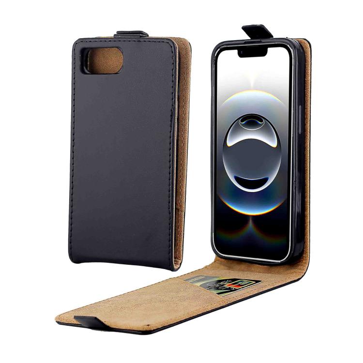 For iPhone 16e Vertical Flip Leather Phone Case with Card Slot(Black)