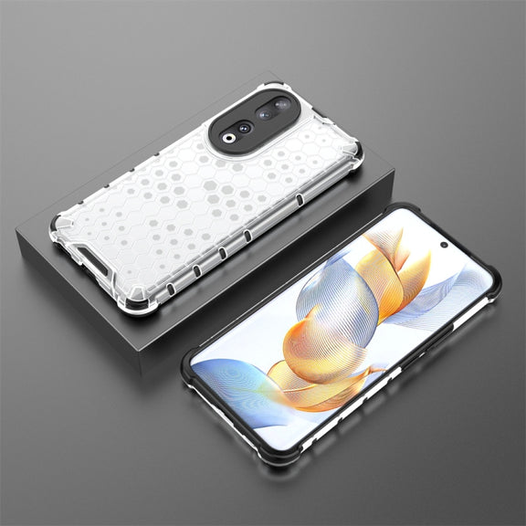 For Honor 90 Shockproof Honeycomb Phone Case(White)