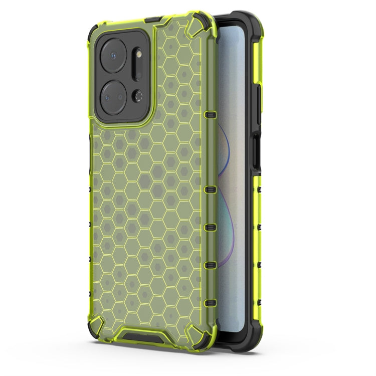 For Honor X7A Shockproof Honeycomb Phone Case(Green)