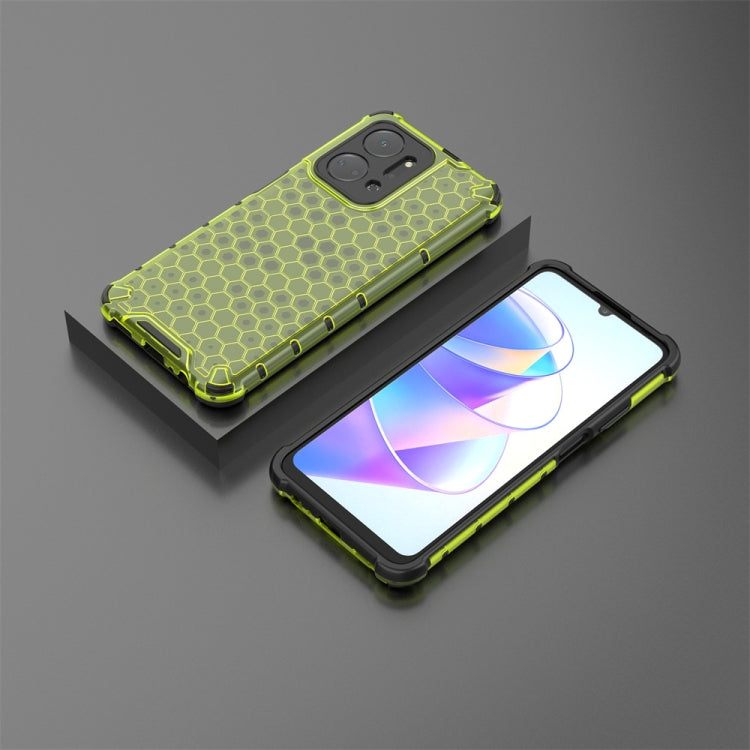For Honor X7A Shockproof Honeycomb Phone Case(Green)