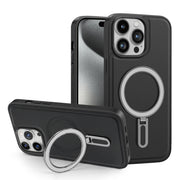For iPhone 15 Shield MagSafe Magnetic Holder Phone Case(Black)