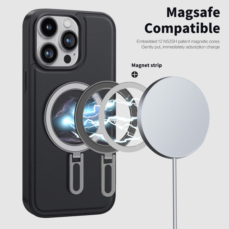For iPhone 15 Pro Max Shield MagSafe Magnetic Holder Phone Case(Pink)