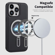 For iPhone 15 Pro Max Shield MagSafe Magnetic Holder Phone Case(Pink)