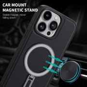For iPhone 15 Pro Max Shield MagSafe Magnetic Holder Phone Case(Pink)