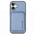 For iPhone 16 Carbon Fiber Leather Card Magsafe Phone Case(Blue) - iPhone 16 Cases by PMC TechLife | Online Shopping South Africa | PMC TechLife | Buy Now Pay Later Mobicred