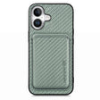 For iPhone 16 Carbon Fiber Leather Card Magsafe Phone Case(Green) - iPhone 16 Cases by PMC TechLife | Online Shopping South Africa | PMC TechLife | Buy Now Pay Later Mobicred