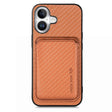 For iPhone 16 Plus Carbon Fiber Leather Card Magsafe Phone Case(Brown) - iPhone 16 Plus Cases by PMC TechLife | Online Shopping South Africa | PMC TechLife | Buy Now Pay Later Mobicred