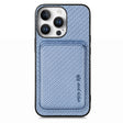 For iPhone 16 Pro Carbon Fiber Leather Card Magsafe Phone Case(Blue) - iPhone 16 Pro Cases by PMC TechLife | Online Shopping South Africa | PMC TechLife | Buy Now Pay Later Mobicred